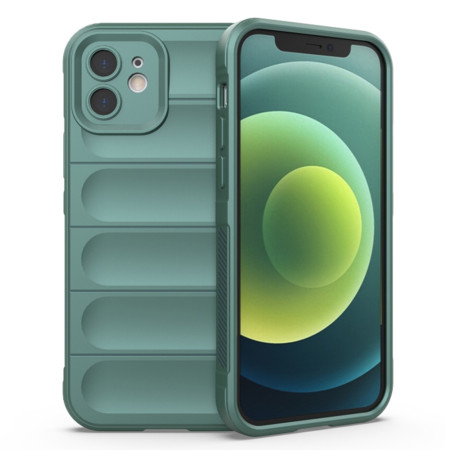 Husa pentru iPhone 12, Antisoc, Margini cu Striatii, Design Minimalist, Green