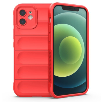 Husa pentru iPhone 12, Antisoc, Margini cu Striatii, Design Minimalist, Red