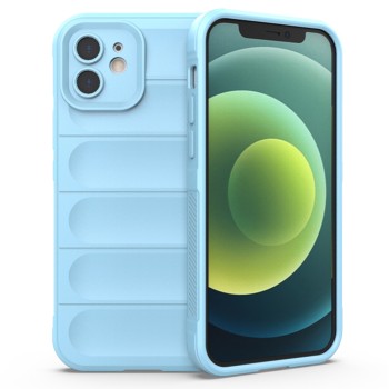 Husa pentru iPhone 12, Antisoc, Margini cu Striatii, Design Minimalist, Bleu