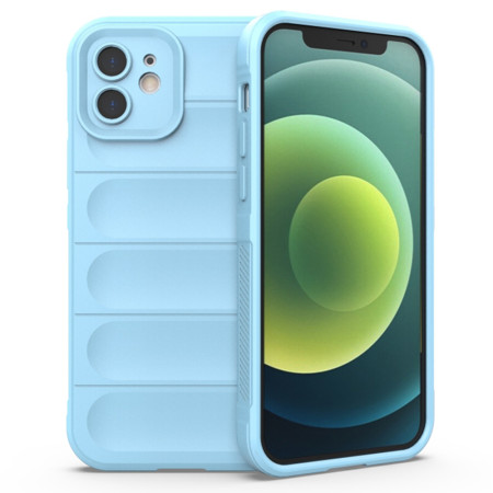 Husa pentru iPhone 12, Antisoc, Margini cu Striatii, Design Minimalist, Bleu