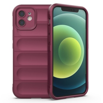 Husa pentru iPhone 12, Antisoc, Margini cu Striatii, Design Minimalist, Bordeaux
