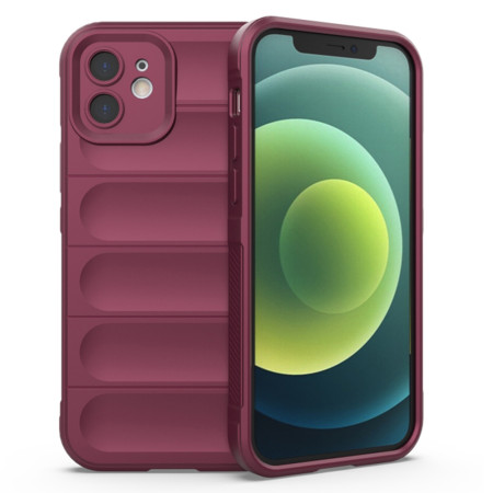 Husa pentru iPhone 12, Antisoc, Margini cu Striatii, Design Minimalist, Bordeaux