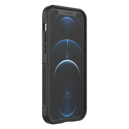 Husa pentru iPhone 12 Pro Max, Antisoc, Margini cu Striatii, Design Minimalist, Black