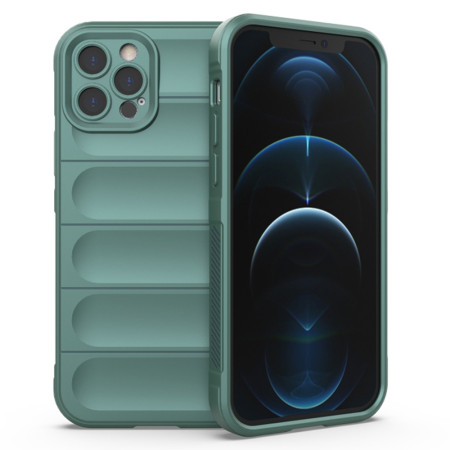 Husa pentru iPhone 12 Pro Max, Antisoc, Margini cu Striatii, Design Minimalist, Green