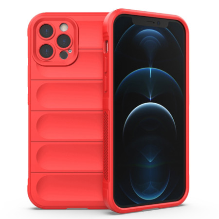 Husa pentru iPhone 12 Pro Max, Antisoc, Margini cu Striatii, Design Minimalist, Red