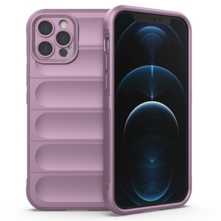 Husa pentru iPhone 12 Pro Max, Antisoc, Margini cu Striatii, Design Minimalist, Purple