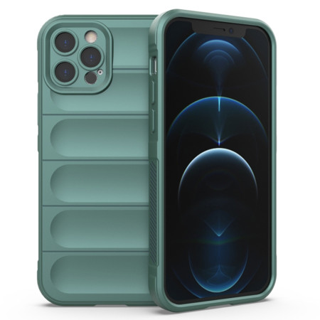 Husa pentru iPhone 12 Pro, Antisoc, Margini cu Striatii, Design Minimalist, Green