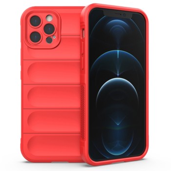 Husa pentru iPhone 12 Pro, Antisoc, Margini cu Striatii, Design Minimalist, Red