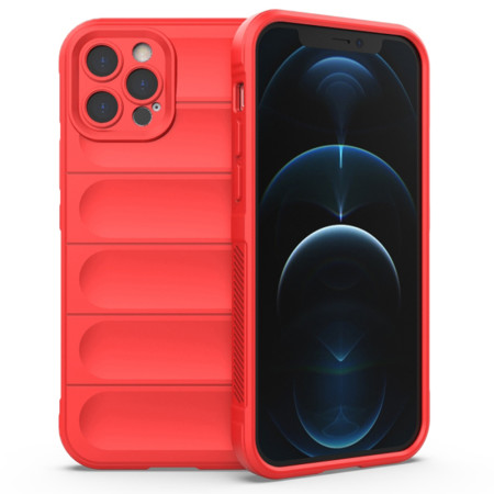 Husa pentru iPhone 12 Pro, Antisoc, Margini cu Striatii, Design Minimalist, Red