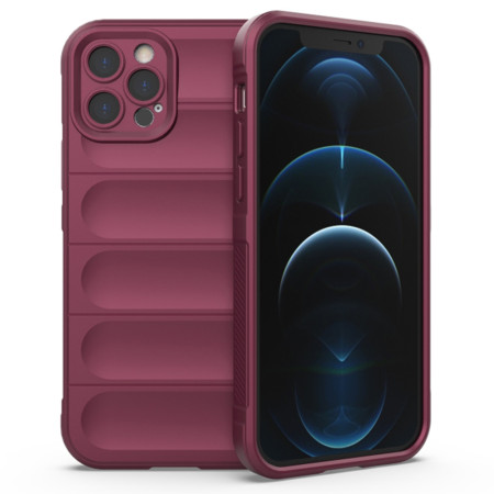 Husa pentru iPhone 12 Pro, Antisoc, Margini cu Striatii, Design Minimalist, Bordeaux