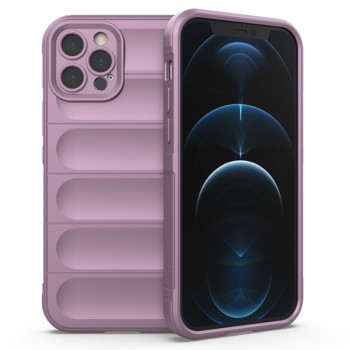 Husa pentru iPhone 12 Pro, Antisoc, Margini cu Striatii, Design Minimalist, Purple