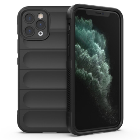 Husa pentru iPhone 11 Pro, Antisoc, Margini cu Striatii, Design Minimalist, Black