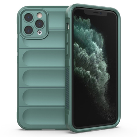 Husa pentru iPhone 11 Pro, Antisoc, Margini cu Striatii, Design Minimalist, Green