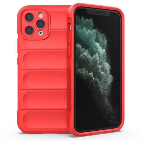 Husa pentru iPhone 11 Pro, Antisoc, Margini cu Striatii, Design Minimalist, Red