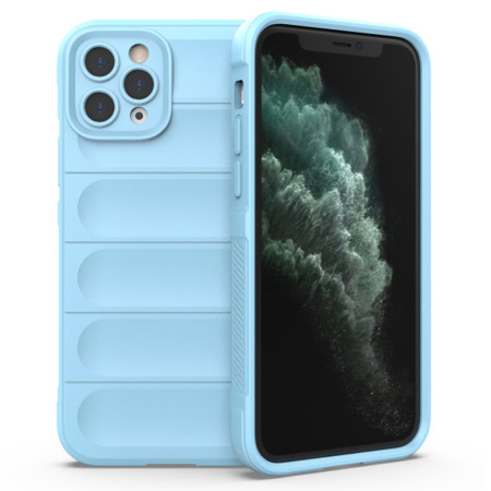 Husa pentru iPhone 11 Pro Max, Antisoc, Margini cu Striatii, Design Minimalist, Bleu