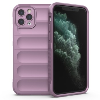 Husa pentru iPhone 11 Pro Max, Antisoc, Margini cu Striatii, Design Minimalist, Purple