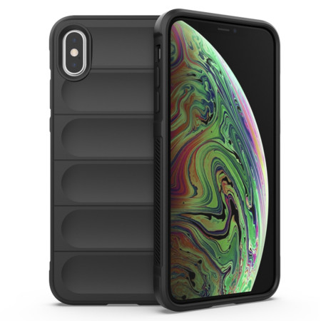 Husa pentru iPhone XS Max, Antisoc, Margini cu Striatii, Design Minimalist, Black