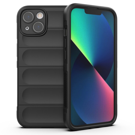 Husa pentru iPhone 13, Antisoc, Margini cu Striatii, Design Minimalist, Black