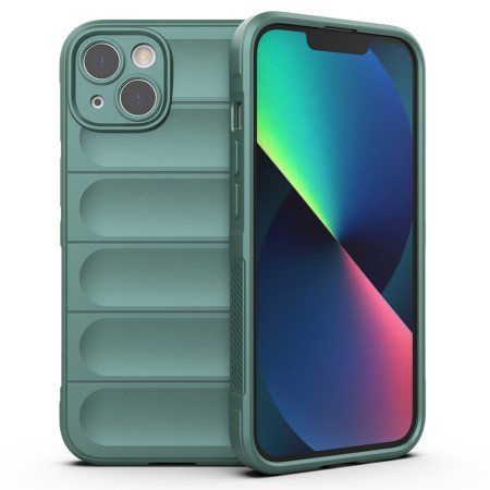 Husa pentru iPhone 13, Antisoc, Margini cu Striatii, Design Minimalist, Green