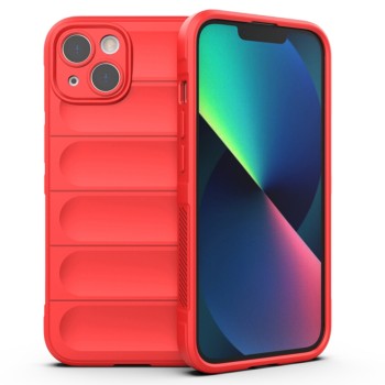 Husa pentru iPhone 13, Antisoc, Margini cu Striatii, Design Minimalist, Red