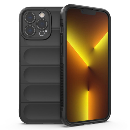 Husa pentru iPhone 13 Pro, Antisoc, Margini cu Striatii, Design Minimalist, Black