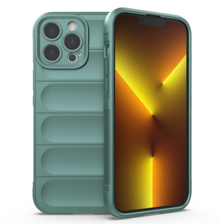 Husa pentru iPhone 13 Pro, Antisoc, Margini cu Striatii, Design Minimalist, Green