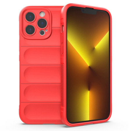 Husa pentru iPhone 13 Pro, Antisoc, Margini cu Striatii, Design Minimalist, Red