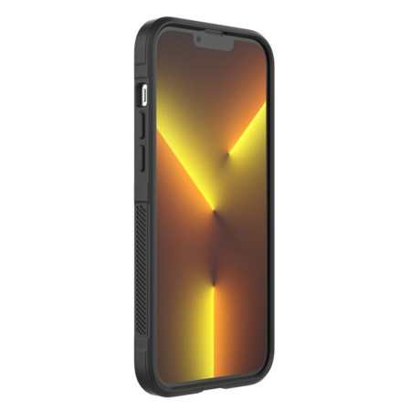 Husa pentru iPhone 13 Pro Max, Antisoc, Margini cu Striatii, Design Minimalist, Black