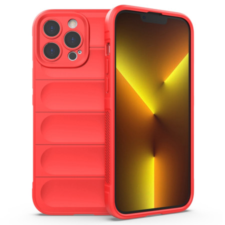 Husa pentru iPhone 13 Pro Max, Antisoc, Margini cu Striatii, Design Minimalist, Red