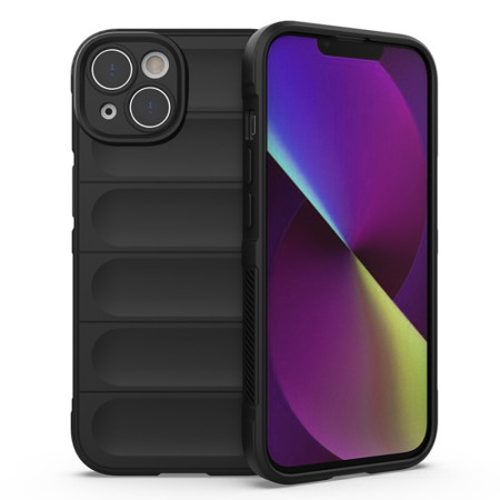 Husa pentru iPhone 14 Plus, Antisoc, Margini cu Striatii, Design Minimalist, Black