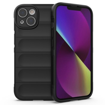 Husa pentru iPhone 14, Antisoc, Margini cu Striatii, Design Minimalist, Black