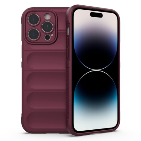 Husa pentru iPhone 14 Pro, Antisoc, Margini cu Striatii, Design Minimalist, Bordeaux
