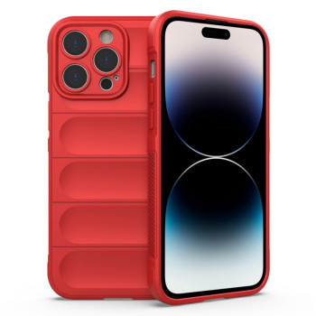 Husa pentru iPhone 14 Pro Max, Antisoc, Margini cu Striatii, Design Minimalist, Red