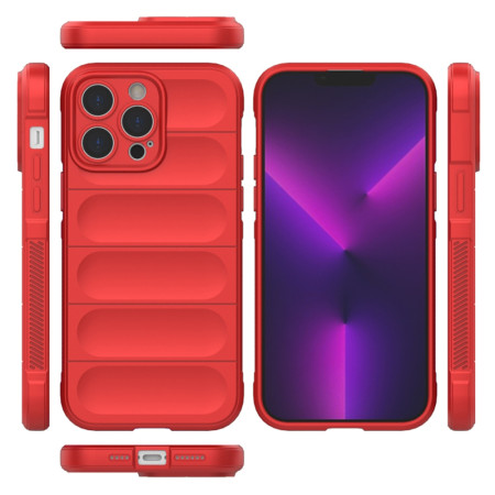 Husa pentru iPhone 14 Pro Max, Antisoc, Margini cu Striatii, Design Minimalist, Red