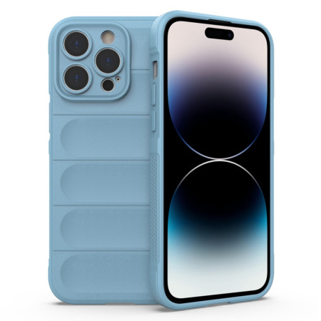 Husa pentru iPhone 14 Pro Max, Antisoc, Margini cu Striatii, Design Minimalist, Bleu