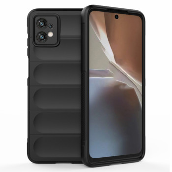 Husa pentru Motorola Moto G32, Antisoc, Margini cu Striatii, Design Minimalist, Black