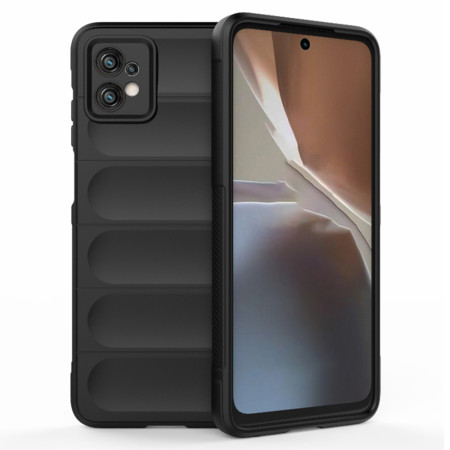 Husa pentru Motorola Moto G32, Antisoc, Margini cu Striatii, Design Minimalist, Black