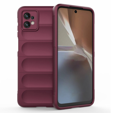 Husa pentru Motorola Moto G32, Antisoc, Margini cu Striatii, Design Minimalist, Bordeaux