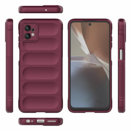 Husa pentru Motorola Moto G32, Antisoc, Margini cu Striatii, Design Minimalist, Bordeaux