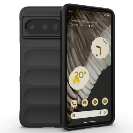 Husa pentru Google Pixel 8 Pro, Antisoc, Margini cu Striatii, Design Minimalist, Black