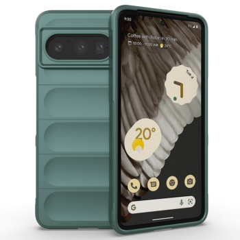 Husa pentru Google Pixel 8 Pro, Antisoc, Margini cu Striatii, Design Minimalist, Green
