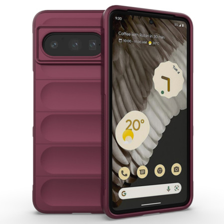 Husa pentru Google Pixel 8 Pro, Antisoc, Margini cu Striatii, Design Minimalist, Bordeaux