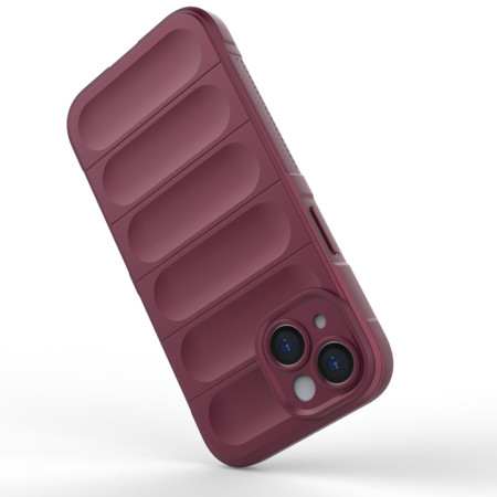Husa pentru iPhone 15 Plus, Antisoc, Margini cu Striatii, Design Minimalist, Bordeaux