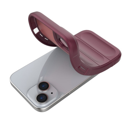 Husa pentru iPhone 15 Plus, Antisoc, Margini cu Striatii, Design Minimalist, Bordeaux