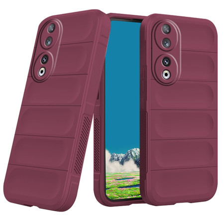 Husa pentru Honor 90, Antisoc, Margini cu Striatii, Design Minimalist, Bordeaux
