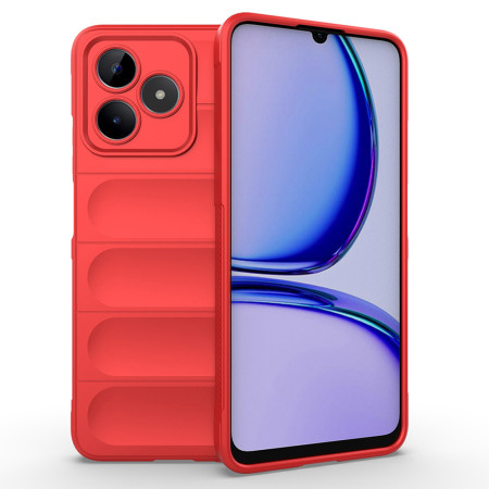 Husa pentru Realme C53, Antisoc, Margini cu Striatii, Design Minimalist, Red