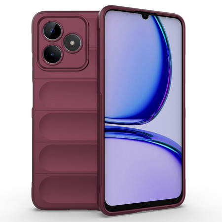 Husa pentru Realme C53, Antisoc, Margini cu Striatii, Design Minimalist, Bordeaux