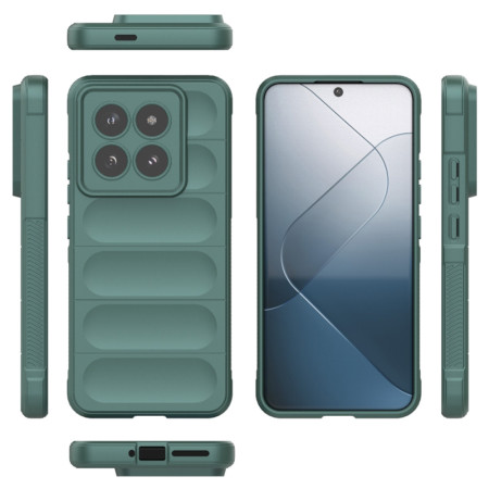 Husa pentru Xiaomi 14 Pro, Antisoc, Margini cu Striatii, Design Minimalist, Green