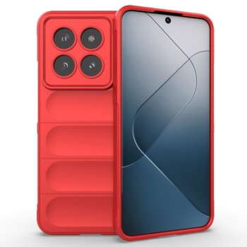 Husa pentru Xiaomi 14 Pro, Antisoc, Margini cu Striatii, Design Minimalist, Red