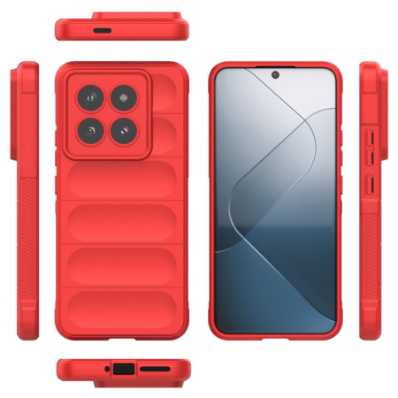 Husa pentru Xiaomi 14 Pro, Antisoc, Margini cu Striatii, Design Minimalist, Red